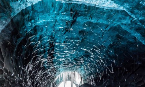 Inside an ice cave in Iceland